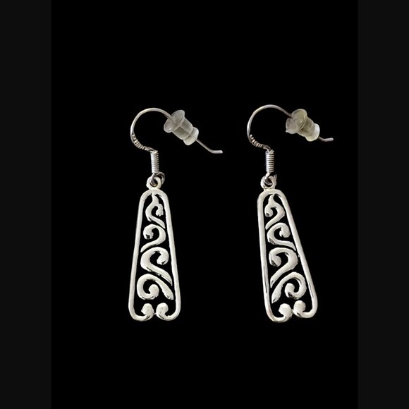 Int. Bullion & Metal Brokers 925 Sterling Swirl Cut Out Pattern 1.75" Earrings - Picture 7 of 7